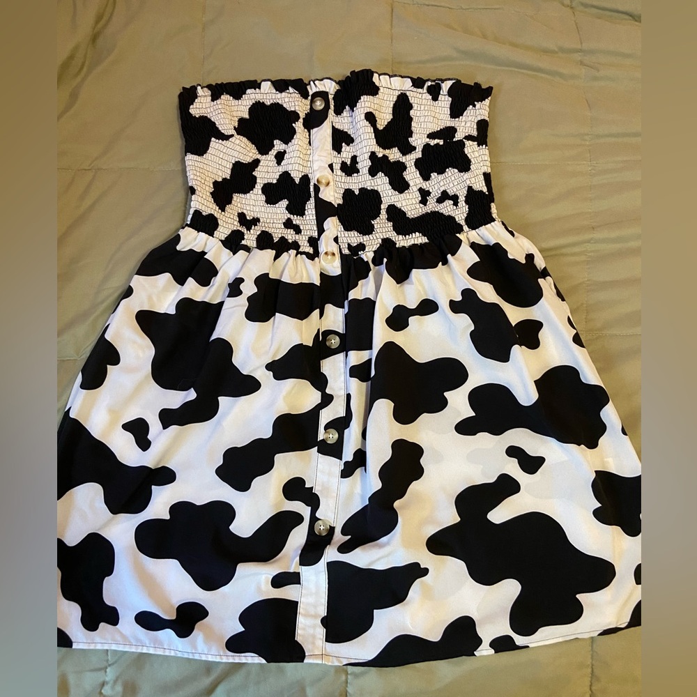Button up cow print dress shein size 3xl